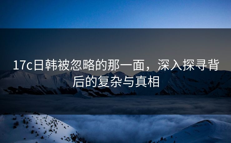 17c日韩被忽略的那一面，深入探寻背后的复杂与真相