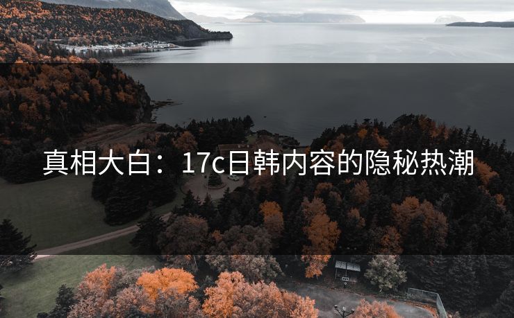真相大白：17c日韩内容的隐秘热潮