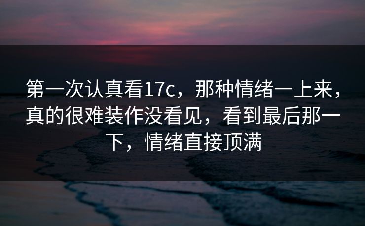 第一次认真看17c，那种情绪一上来，真的很难装作没看见，看到最后那一下，情绪直接顶满