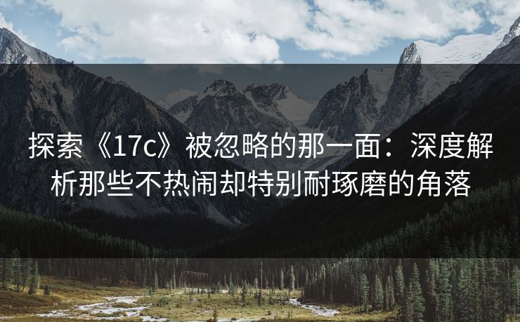 探索《17c》被忽略的那一面：深度解析那些不热闹却特别耐琢磨的角落