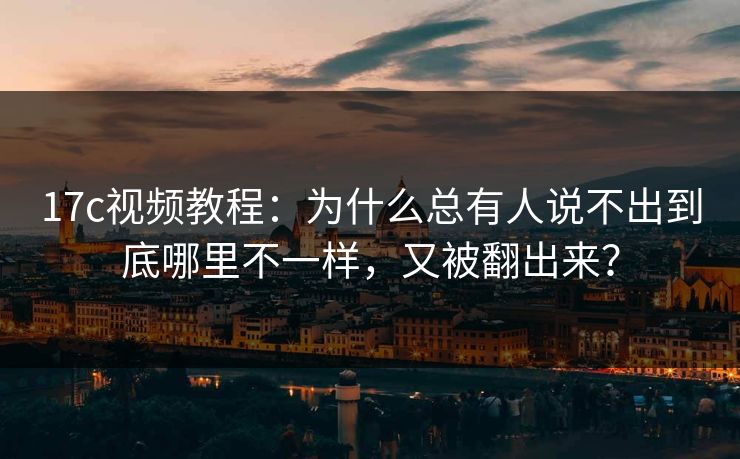 17c视频教程：为什么总有人说不出到底哪里不一样，又被翻出来？