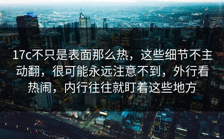 17c不只是表面那么热，这些细节不主动翻，很可能永远注意不到，外行看热闹，内行往往就盯着这些地方