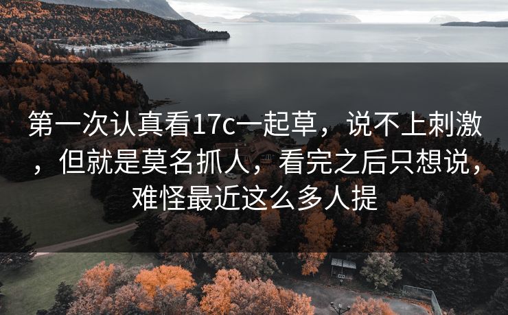 第一次认真看17c一起草,说不上刺激,但就是莫名抓人,看完之后只想说,难怪最近这么多人提 第一次认真看17c一起草,说不上刺激,但就是莫名抓人,看完之后只想说,难怪最近这么多人提