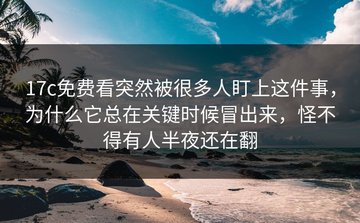 17c免费看突然被很多人盯上这件事,为什么它总在关键时候冒出来,怪不得有人半夜还在翻 17c免费看突然被很多人盯上这件事,为什么它总在关键时候冒出来,怪不得有人半夜还在翻
