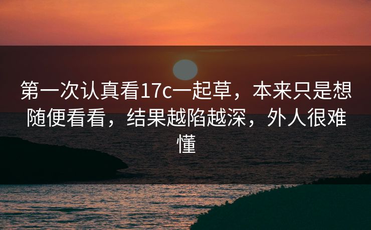 第一次认真看17c一起草,本来只是想随便看看,结果越陷越深,外人很难懂 第一次认真看17c一起草,本来只是想随便看看,结果越陷越深,外人很难懂
